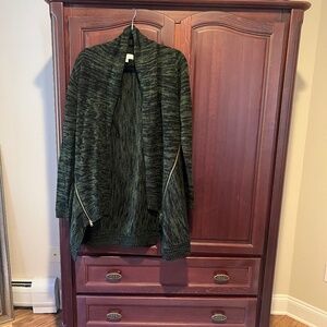 Emily Rose Deb Zipper Detail Long Sleeve Green and Black Cardigan Women's size L